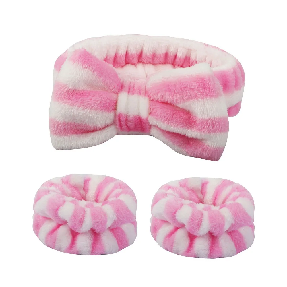 Flanell-Stirnband mit Schleife vorne, elastisches Stirnband, Gesichtswasch- und Make-up-Stirnband, wasserdichte Handgelenkabdeckung, Haargummi-Stirnband – Detail 14