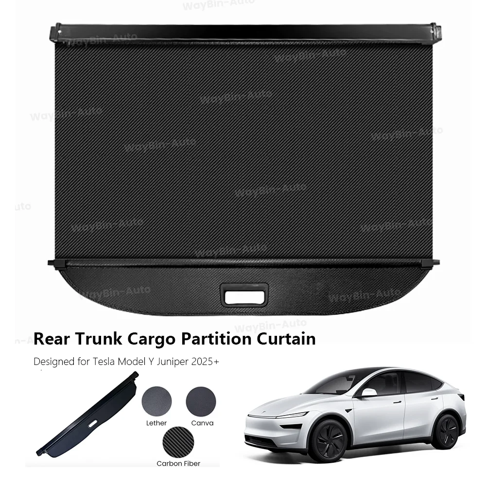 

Partition Curtain For Tesla Model Y Juniper 2025+Trunk Cargo Cover Rear Luggage Carrier Retractable Baffle Plate Storage Tuning