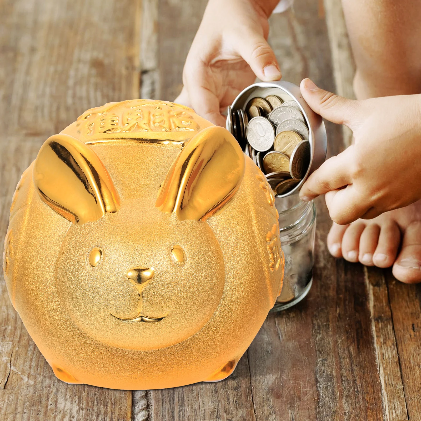 

Rabbit Shaped Piggy Bank Premium Ceramic Cute Bunny Coin Jar Bedroom Decor Kids Money Saving Pot Gift Cartoon Coin Bank