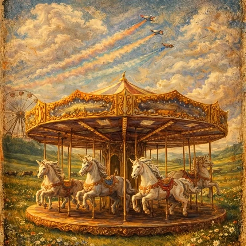 Amusement Park Carousel Jigsaw Puzzles 500PCS/1024 PCS Wall Decor for Living Room Bedroom Perfect Gift No Frame