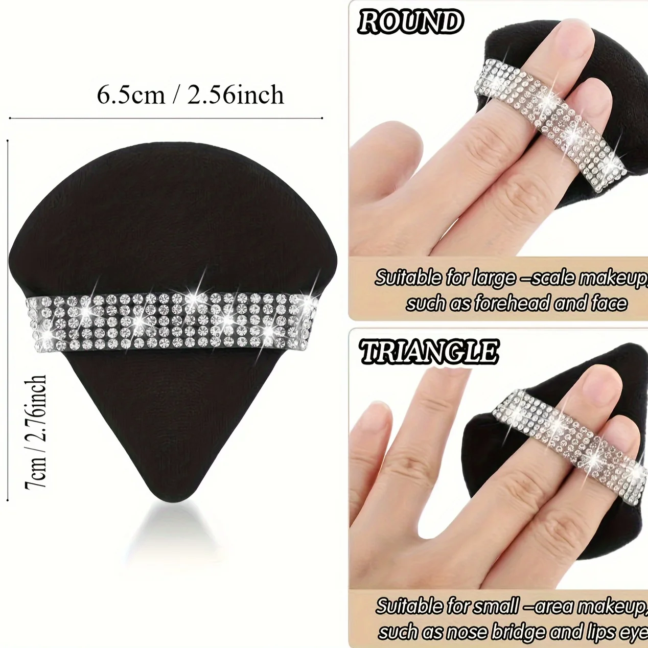 6個入り ダイヤモンド型パウダーパフ - フェイス用ソフトメイクアップパフ - ルースパウダー、ボディパウダー、ウェット＆ドライコスメ用セッティングパウダーパフ