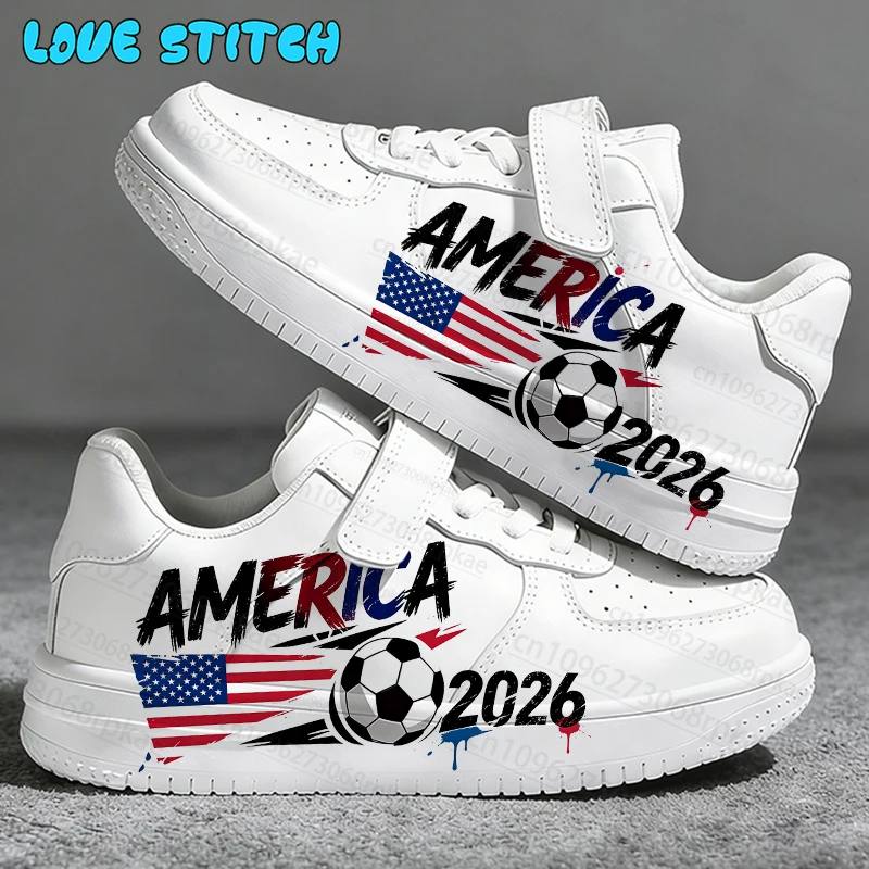 New Model Football Match Boys Girls Kids Teenager Sneakers Hot Selling America National Flag 3D Print Casual Shoes Birthday Gift