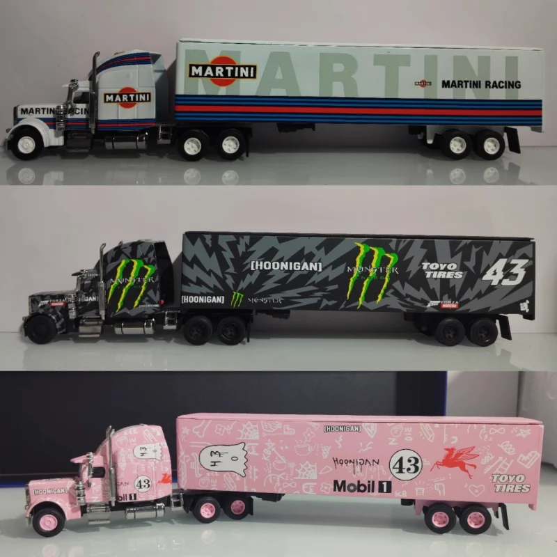 

Diecast 1/64 Scale Peterbilt Van Semi-trailer Fine Works Container Truck Alloy Car Model Collectible Toy Gift Souvenir Display