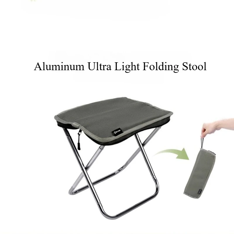 

Aluminum Ultra Light Folding Stool - Breathable Camping Fishing Train Queue Chair - 3-Layer Padding Seat - Handbag Storage
