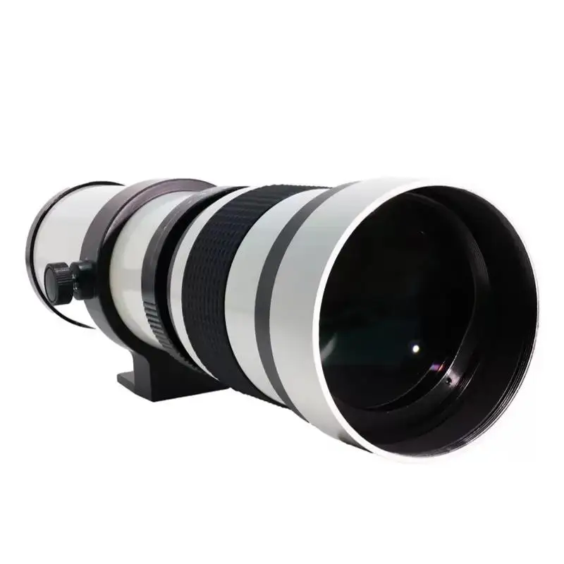 Full-frame white zoom telephoto lens Manual long-focus bird-watching and moon photography