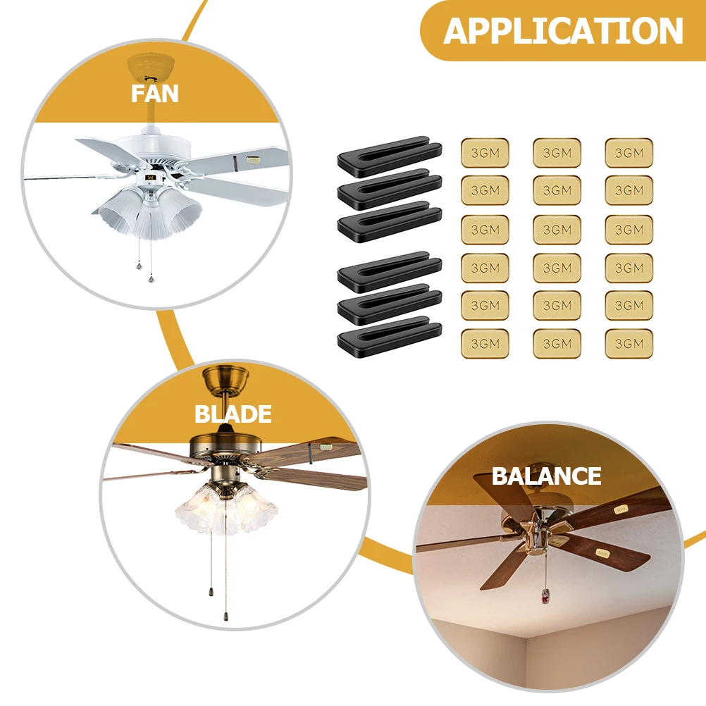 

Ceiling Fan Balancing Kit 6 Sets Metal Epoxy Resin Weights Self Adhering Clips for Blade Balance Reduce Noise Prolong