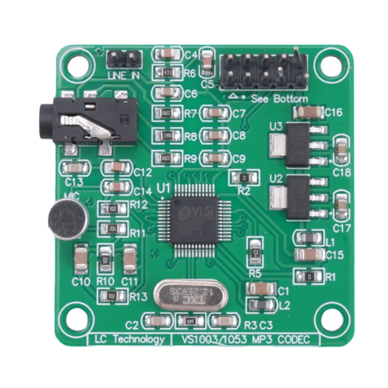 - Placa de desenvolvimento de módulo MP3 ABPU VS1053 com interface SPI de função de gravação integrada