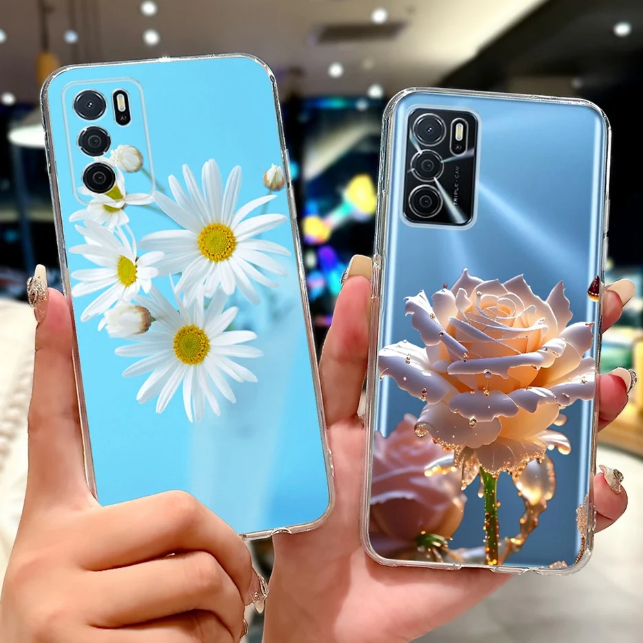 Para Oppo A16 funda Oppo A16s CPH2271 funda pintada de flores de lujo funda de teléfono delgada suave para Oppo A16k A 16 e OppoA16 s Fundas bolsas