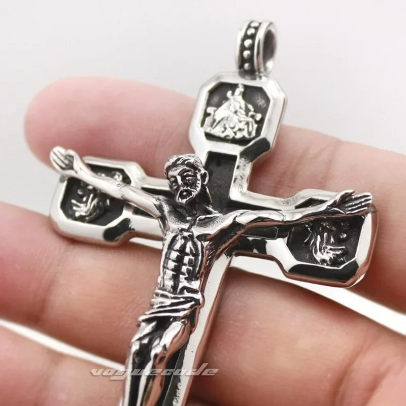 Huge Jesus cross 316L stainless steel mens Biker punk pendant d199 steel necklace 24inch men's accessories birthday present