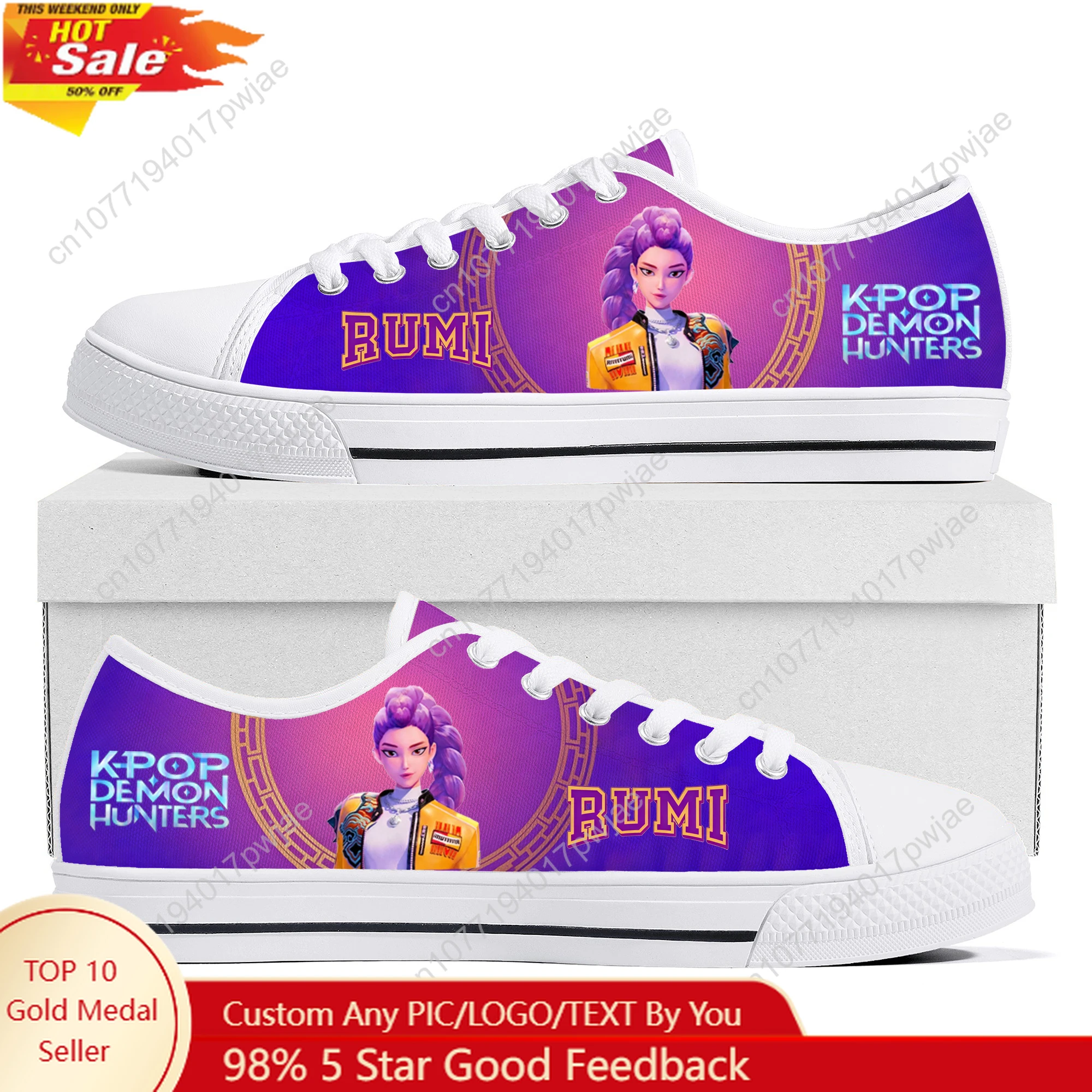 

KPop Demon Hunters Rumi Low Top Lightweight Flat Sneakers Mens Womens Canvas Sneaker Casual Couple Hiking Lightweight Shoes