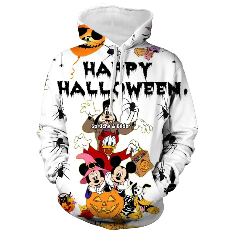 Autumn Halloween Street New Pumpkin Head Mickey Minnie Pattern Harajuku Fashion Women's Wear 2024 Children's Casual Hoodie