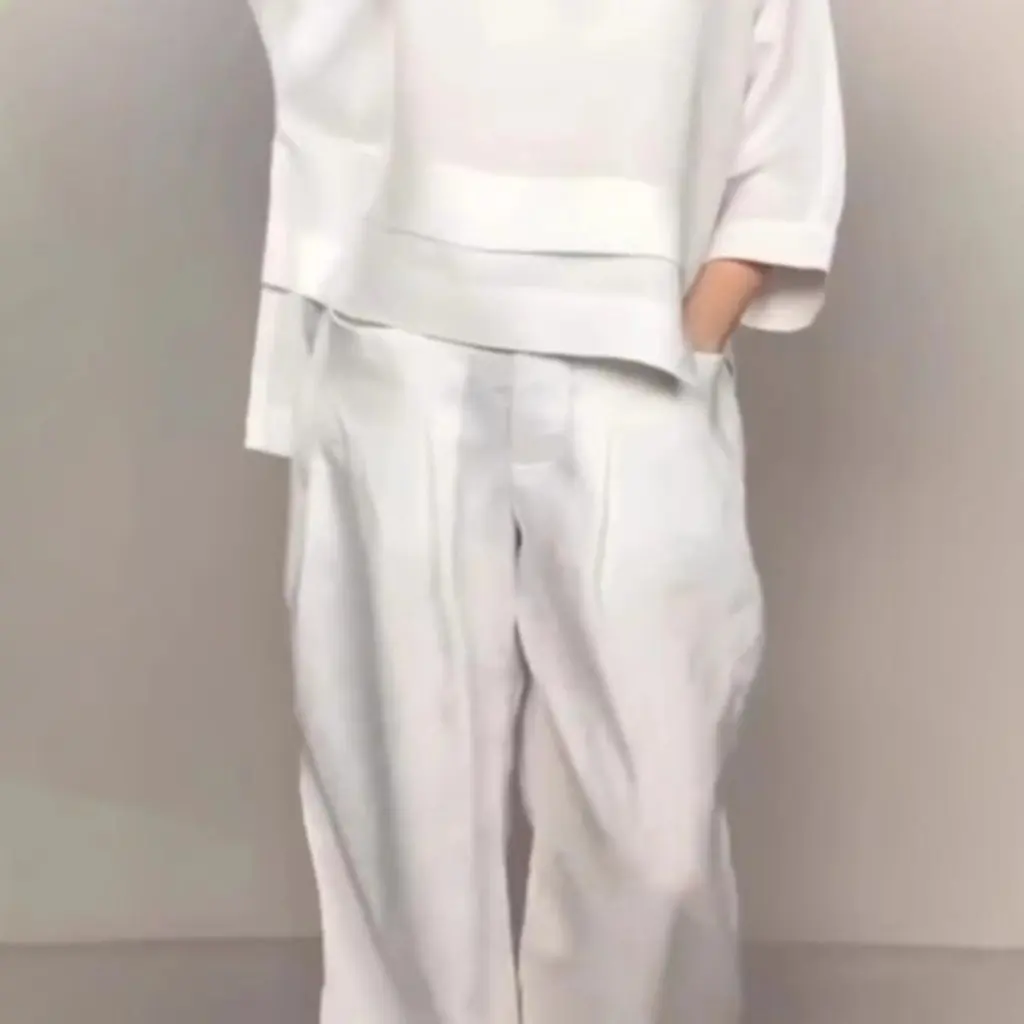 

Women's European And American Style Two-Piece Set round Neck Long-Sleeved Casual Top with Mid-Waist Flap Pocket Pants