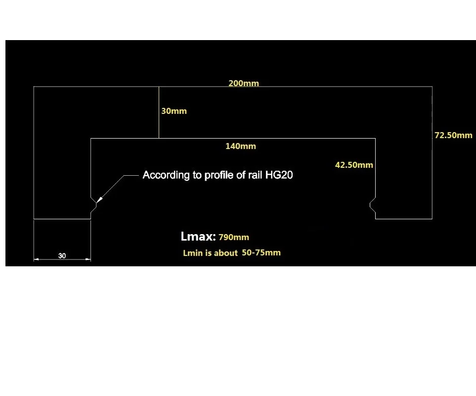 BFS2 HGR20 covers Linear rail protective bellows cover,200 mm x 72.5 mm x Lmax 790 mm