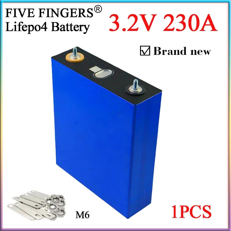 1PCS 3.2V 230Ah Lifepo4 Rechargeable battery 6C Discharge DIY 12v 24v E-boat car RV Golf cart Inverter Solar storage Wind energy