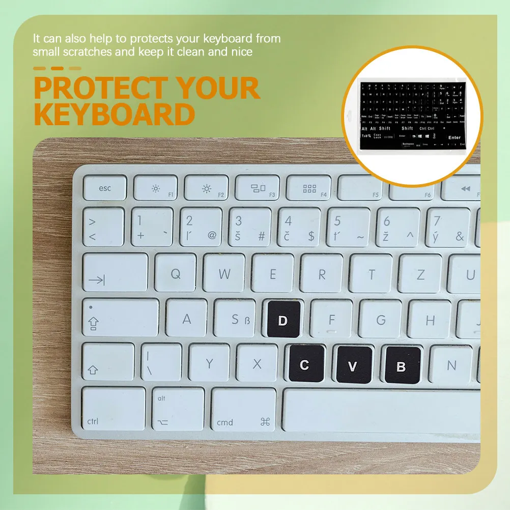 

2 Sheets Universal English Keyboard Stickers Compatible with Macbook Keycap Labels Reusable Typing