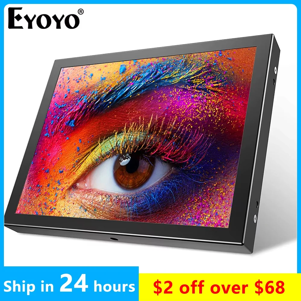 شاشة صغيرة صغيرة من Eyoyo مقاس 8 بوصات بدقة 1024x768 شاشة TFT LCD للرؤية الخلفية للسيارة مع مدخل فيديو HDMI/VGA/AV للكمبيوتر DVD DVR CCD