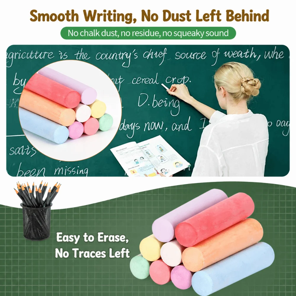 Multi-functional Colored Dustless Chalk Oversize Erasable Sidewalk Drawing Chalk Large Size Chalk Street Graffiti Marking