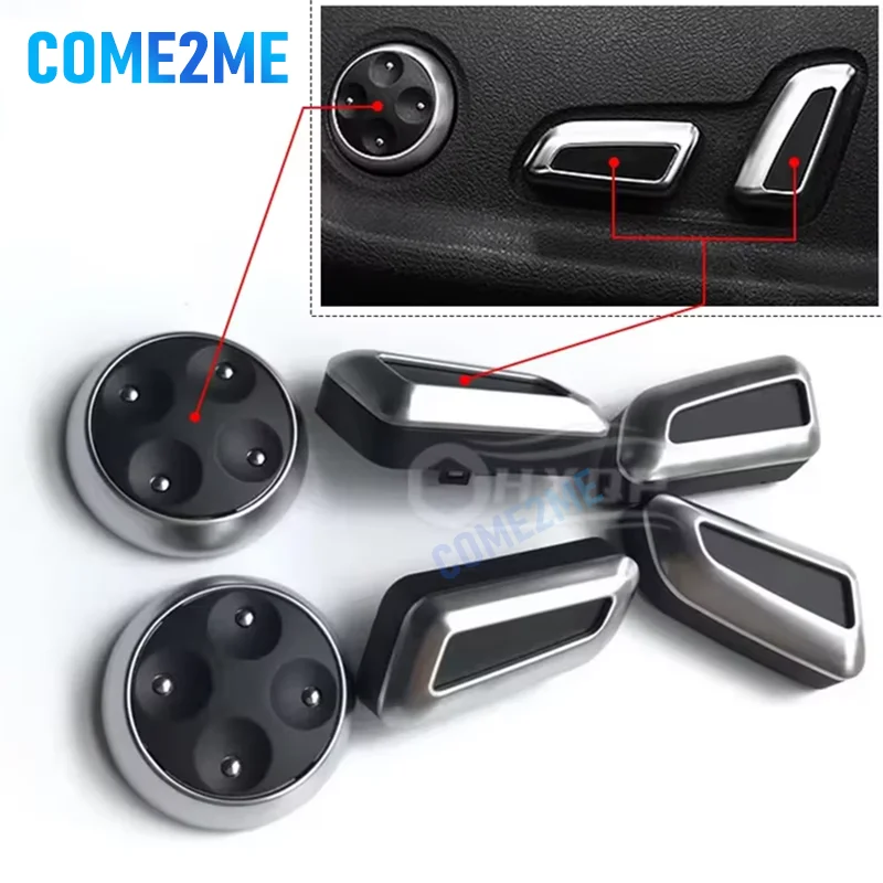 Specialized 6-piece ABS material seat adjustment button switch cover decorative knob trim accessory set for Audi A3, A4, B8, A5