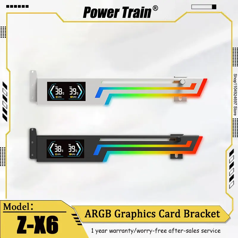 

Держатель видеокарты PowerTrain Z-X6, версия цифрового экрана, ARGB Shenguang, синхронный металлический кронштейн из алюминиевого сплава