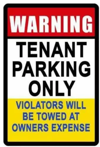 Metal Plate Sign Warn Tenant Parking Private Property Home Wall Cave Decor Gate