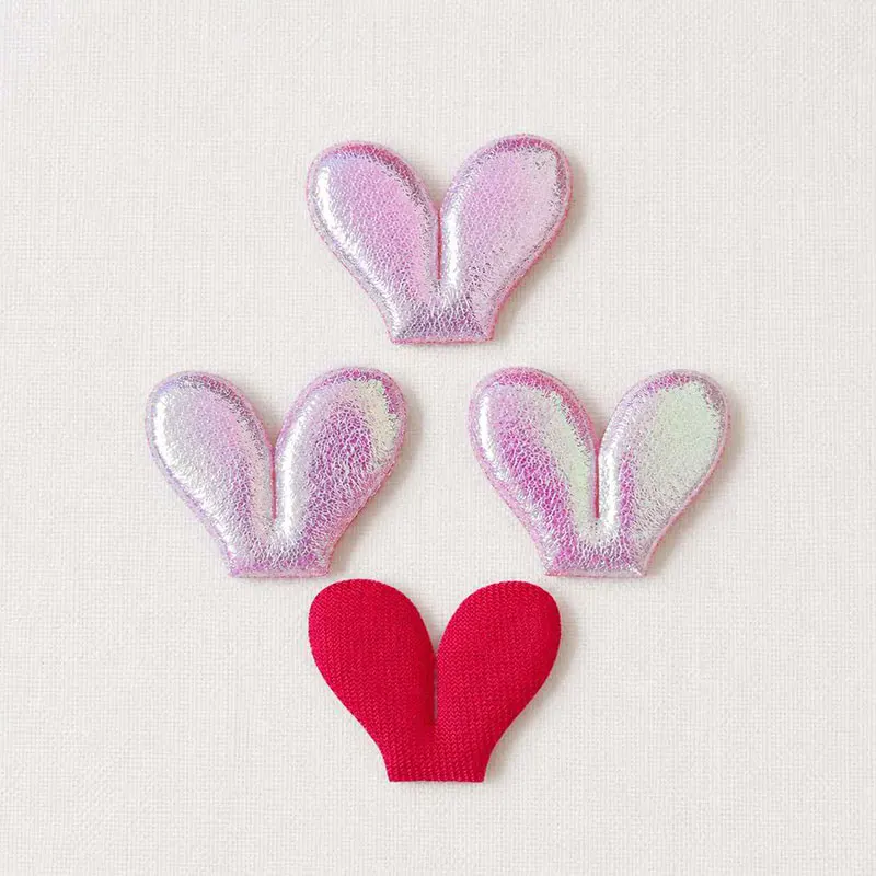 60 Stück Regenbogenfarbene Ohren-Applikationen 3*3,8cm Glänzende DIY-Dekorationen für Kopfbedeckungen, Taschen, Haarspangen und Stoffaccessoires – Detail 9