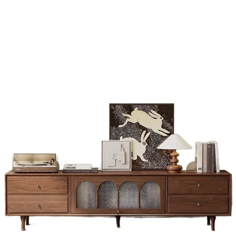 

New medieval solid wood TV cabinet living room furniture with drawers floor type