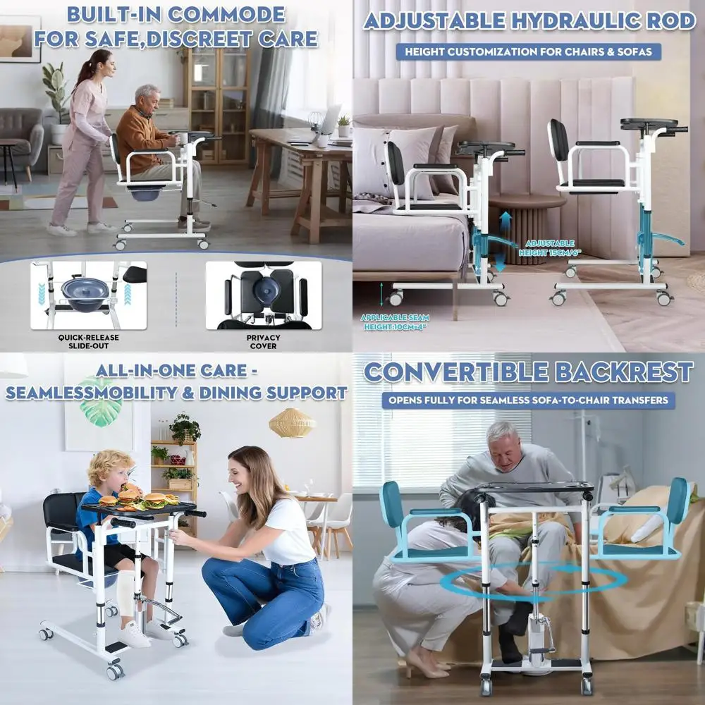 

Многофункциональное гидравлическое кресло-каталка для перемещения пациентов, 180 ° Инвалидная коляска-туалет с раздельным сиденьем, регулируемая по высоте, грузоподъемность 450 фунтов, для пациентов