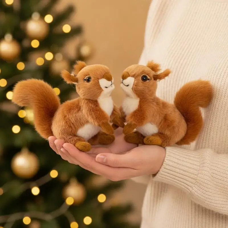 Lovely Simulation Squirrel Plush Doll Sitting Pose Playful Animal Toy Home Decor Birthday Souvenir