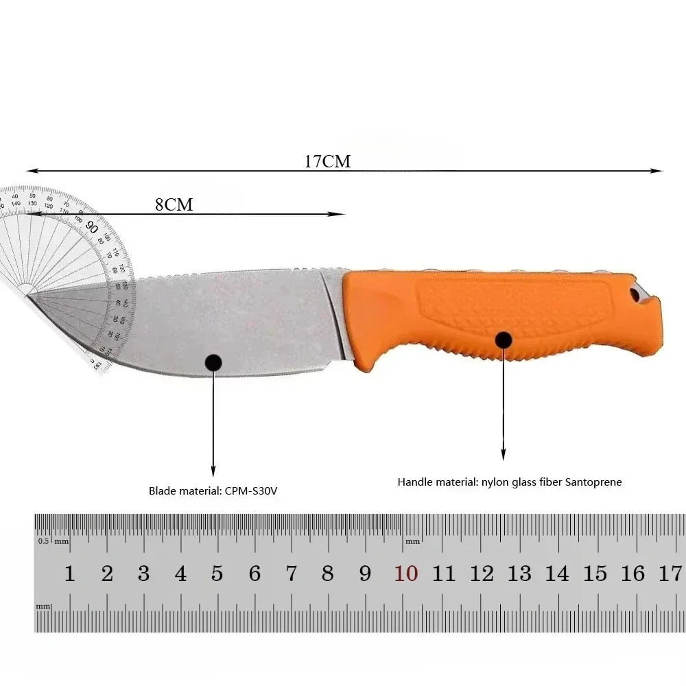 EDC 15006 Fixed Blade Knife, CPM-S30V Blade Nylon Fiber Handle, Outdoor Camping Hiking Cutting Tool with Sheath view 6