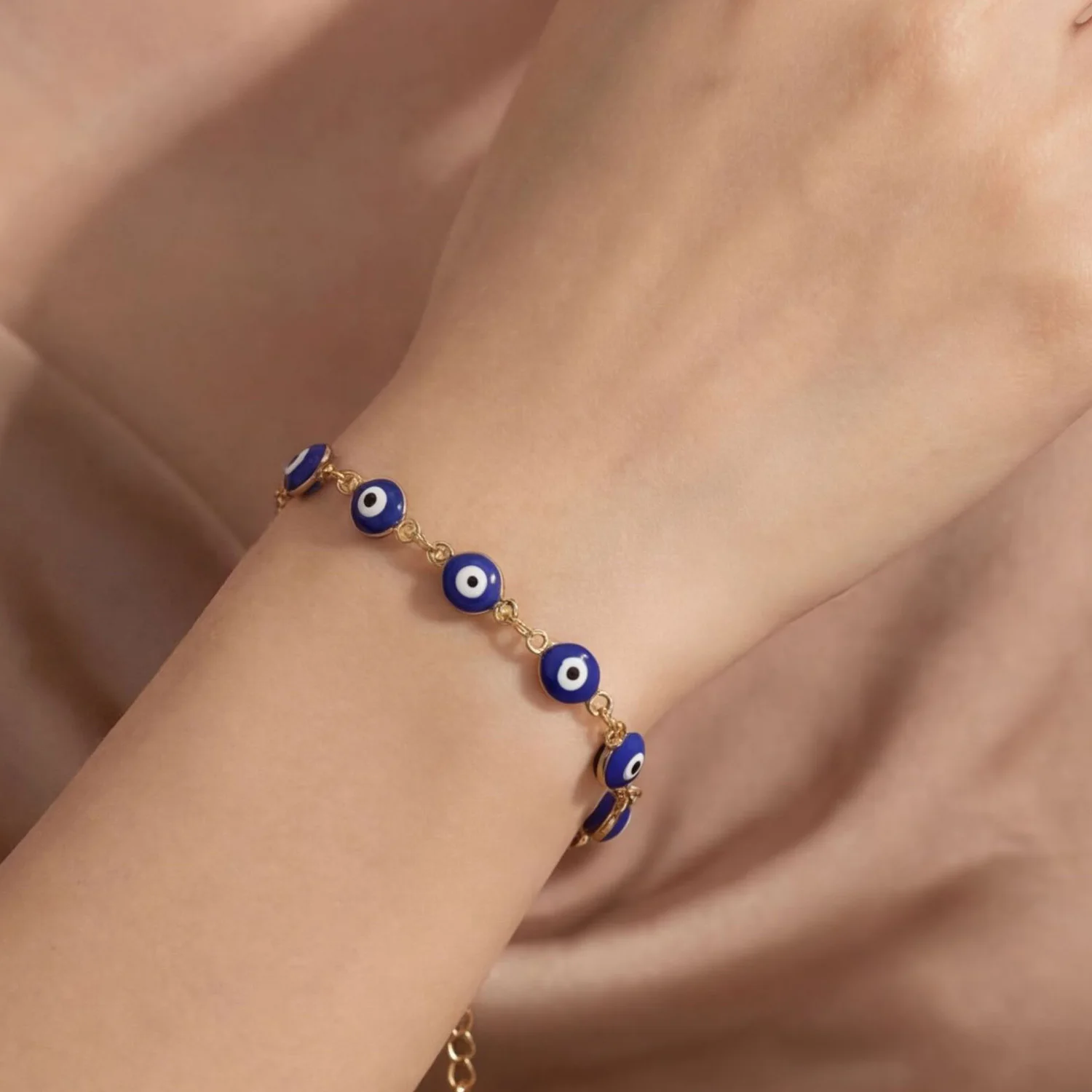 Amulet Evil Blue Eyes Charm Bracelet Fashion Golden Chain Bracelets for Women Lucky Prayer Jewelry