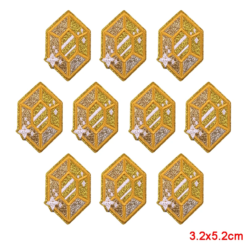 10 Stück Funkelnde Diamant-Schleifen-Herz-Aufnäher zum Aufbügeln, Stickerei-Patches aus Glitzermaterial für Westen und Taschen, Funkelnde Geschenkidee für Mädchen – Detail 4