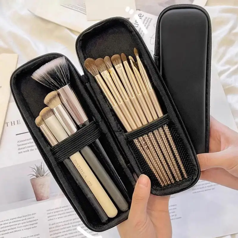 

EVA Black Cosmetic Storage Bag Waterproof Double Zipper Makeup Brushes Case Women Bag Portable Travel Brush Holder Pen case Box