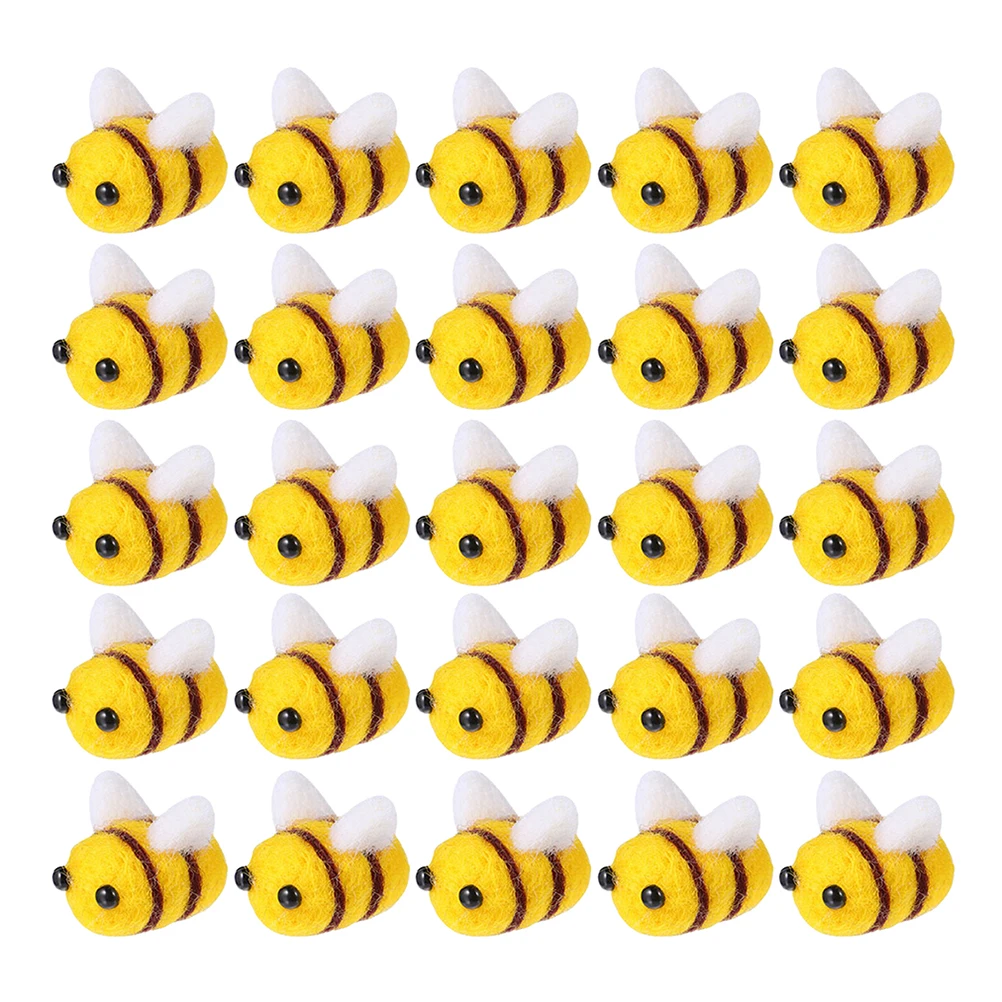 

25 Pcs Wool Felt Bees ornament Lovely DIY felt Bee Crafts multiuse Plush Knitted bee Headband Clothes Hat decoration Accessories