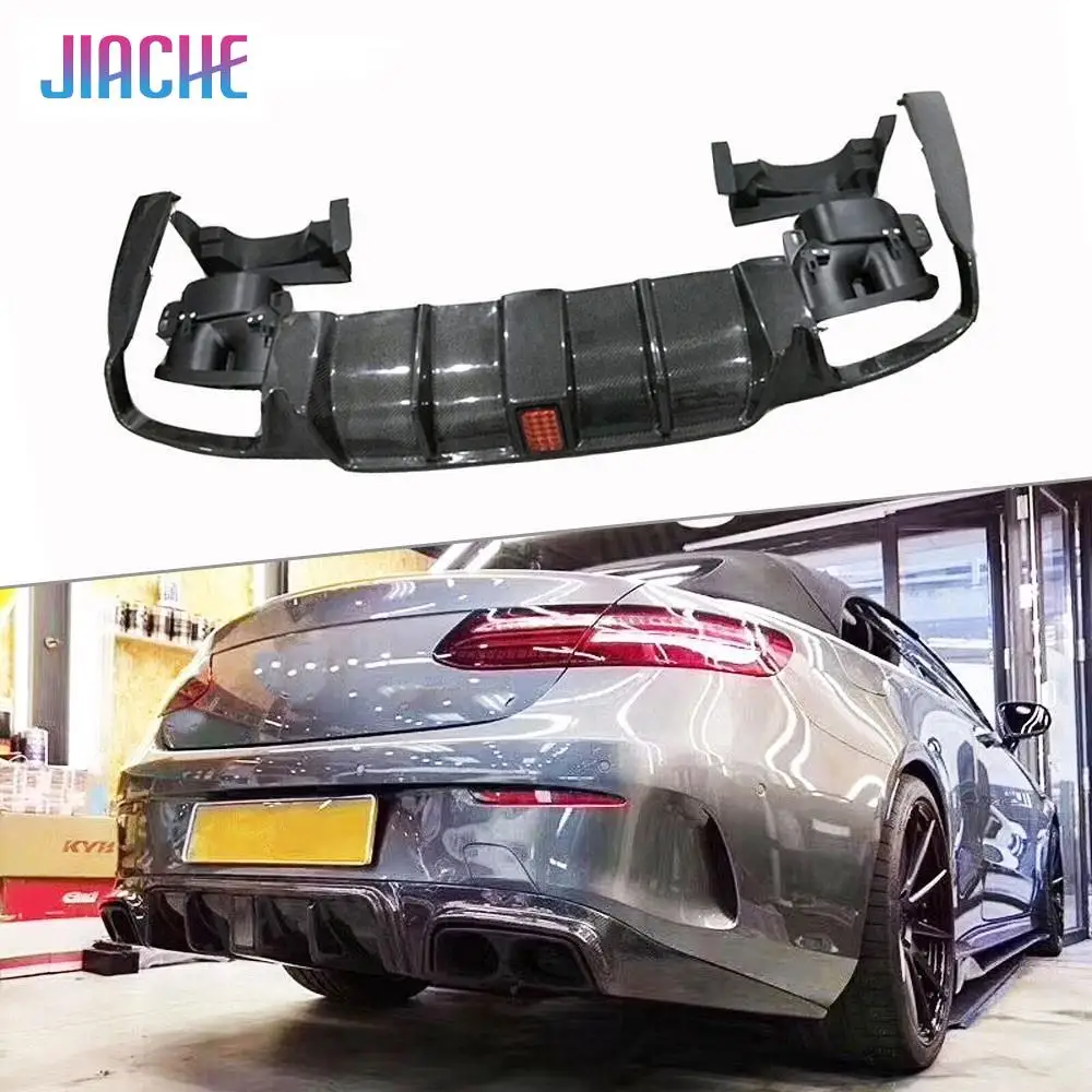 

Rear Bumper Lip Diffuser with Exhaust Muffler Tips for Benz C238 E200 E300 E63 AMG Coupe Sport 17-2019 B Style Carbon Fiber