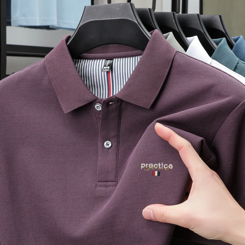 

Summer high-quality pure cotton breathable embroidered short sleeved polo shirt, men's fashion brand classic casual top T-shirt