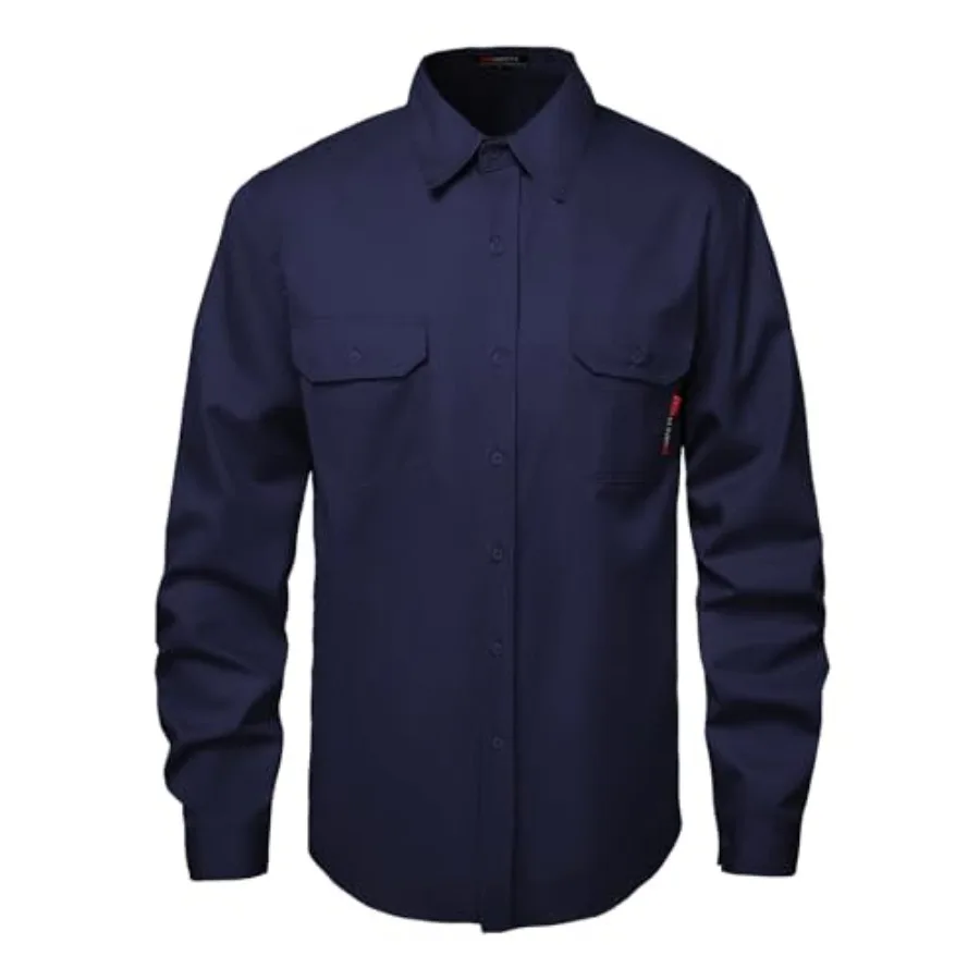 

SKSAFETY 7oz FR Shirts for Men, Welding Shirt Hi Vis Flame Resistant Cotton Fire Retardant Longsleeve Shirt CAT2