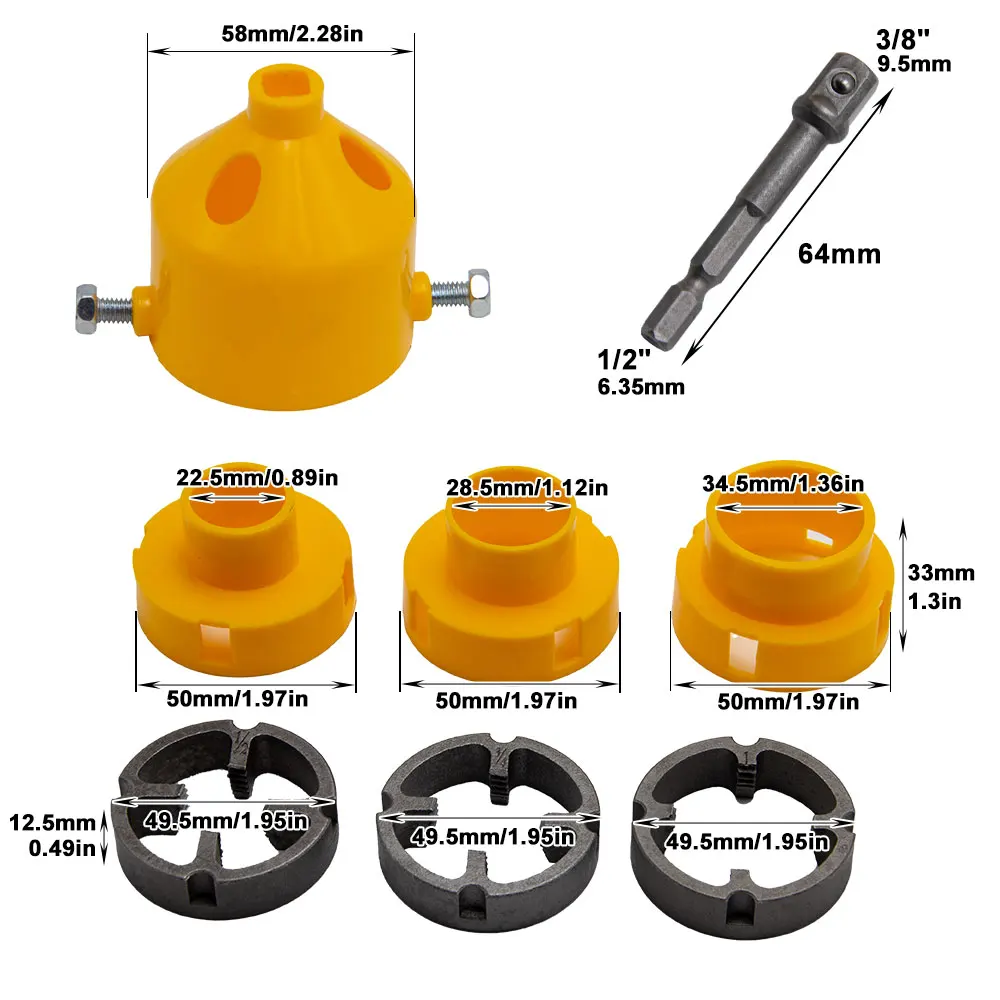 8pc plastic water pipe board teeth tap wrench hand drill for changing water pipe threading tool accessories set