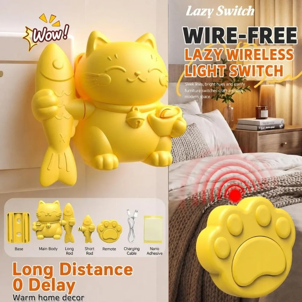 Wireless-Controlled Remote Light Switch Rechargeable Cartoon Wireless Light Controller Durable Stick-On Lazy Switch Button