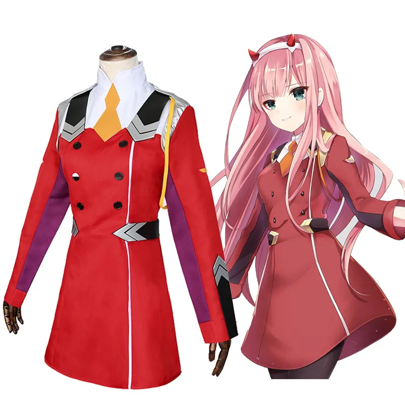 

Anime DARLING in The FRANXX Zero Two 02 Cosplay Costumes Girls Red Uniform Dress Women Halloween Carnival Costume Dress