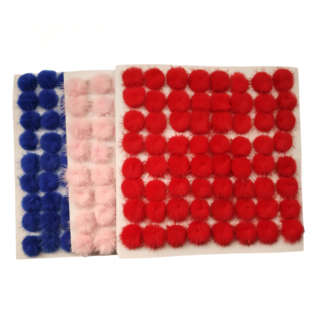 64PCS Natural Pompon Balls 3.5CM Pompom Really Mink Fur Plush Craft For Hair Bows Hairpins Barrettes Earring Flower Accessories