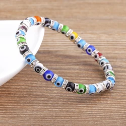 Nidin New Fashion Lucky Evil Eye Strand Beaded Bracelet for Men Women 6mm Classic Mini Beads Macrame Charm Adjustable Jewelry