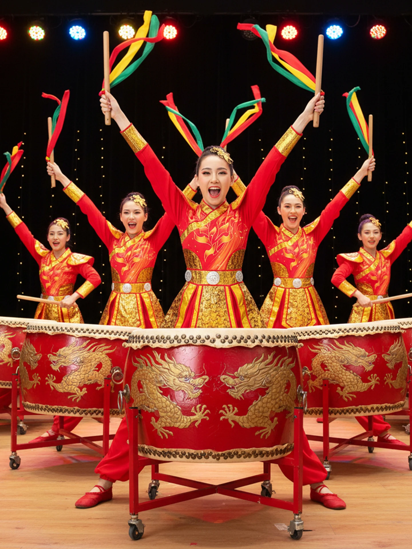

2025 New Drumming Celebration Performance Clothing for Men And Women Adults Ethnic Dance Waist Drum Rooster Drum Dragon Beat ...