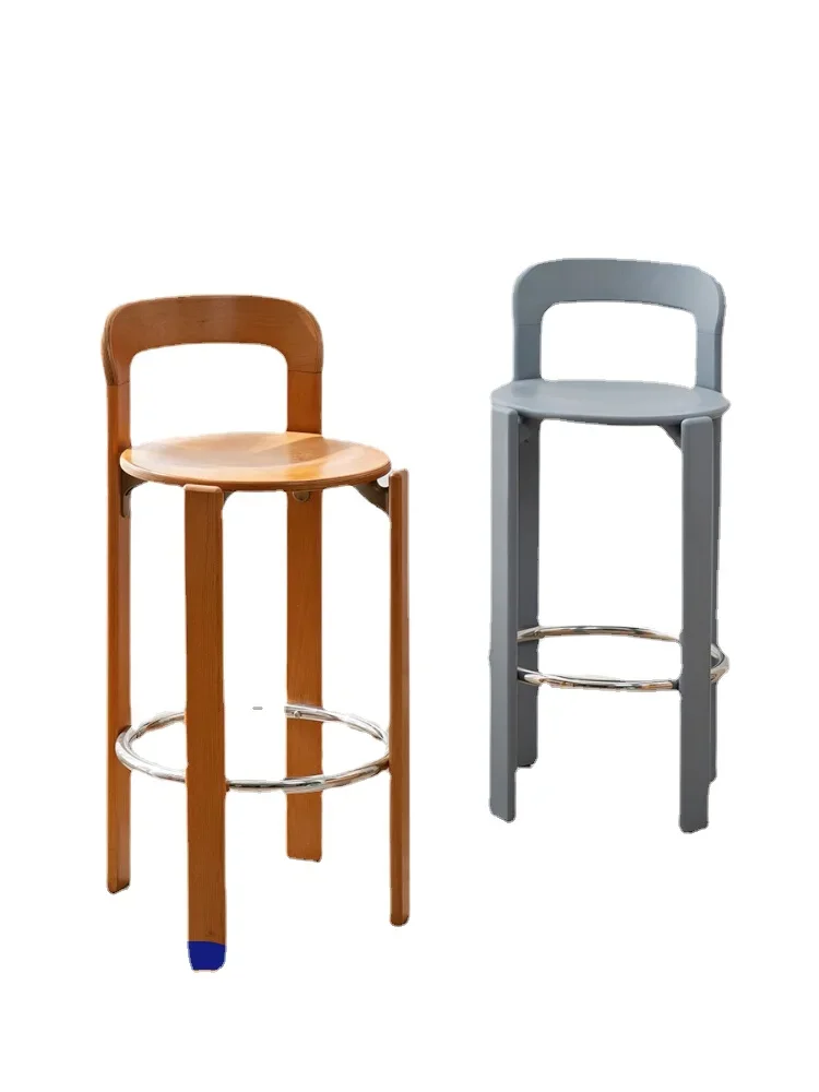 

Solid Wood Bar Chair Home Backrest Stool Bar Chair Middle Ancient Bar Front Desk High Chair