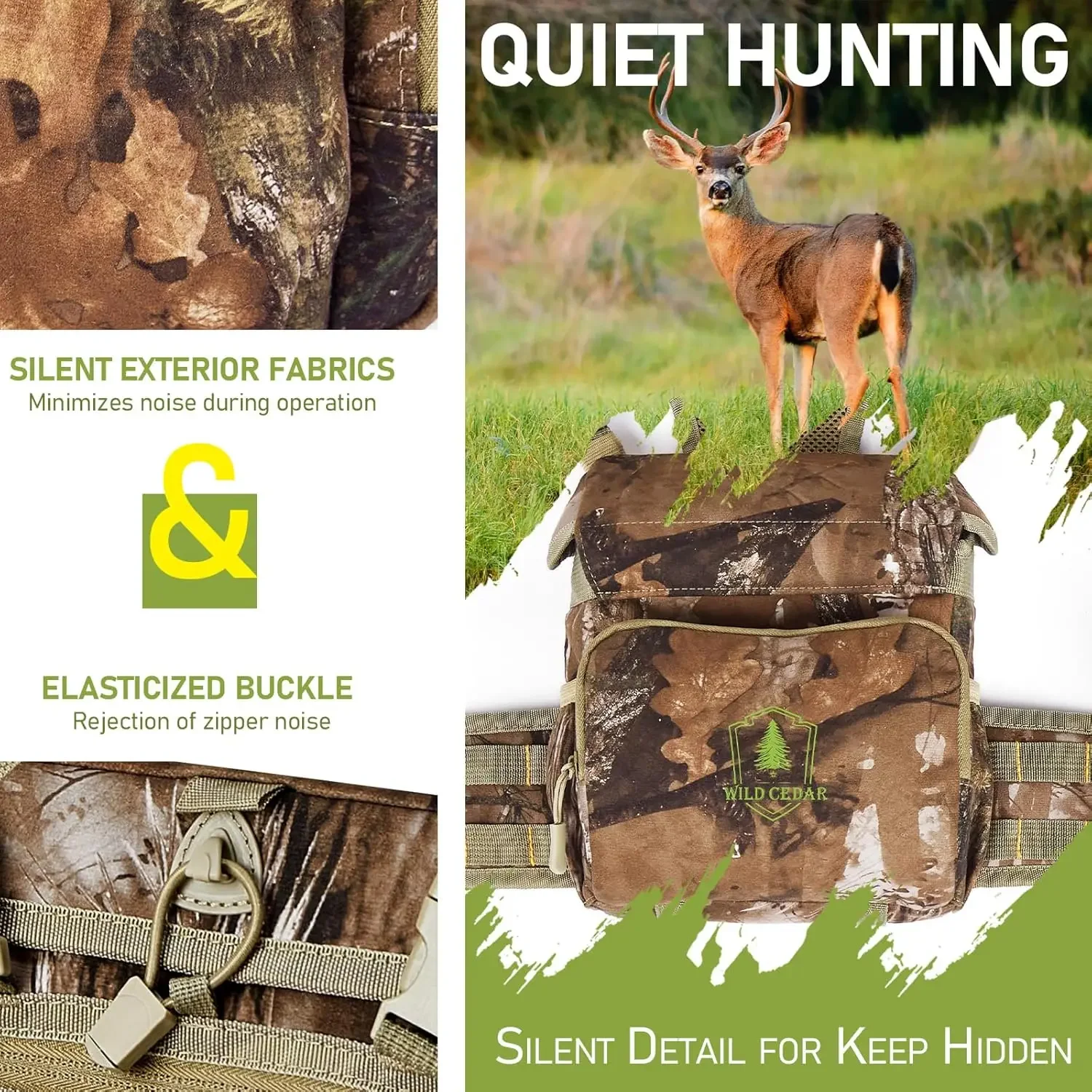 حزمة صدر مجهر من خشب الأرز البري مع حقيبة محدد المدى، حزام بينو مع غطاء للمطر لمشاهدة الطيور والصيد والمشي لمسافات طويلة