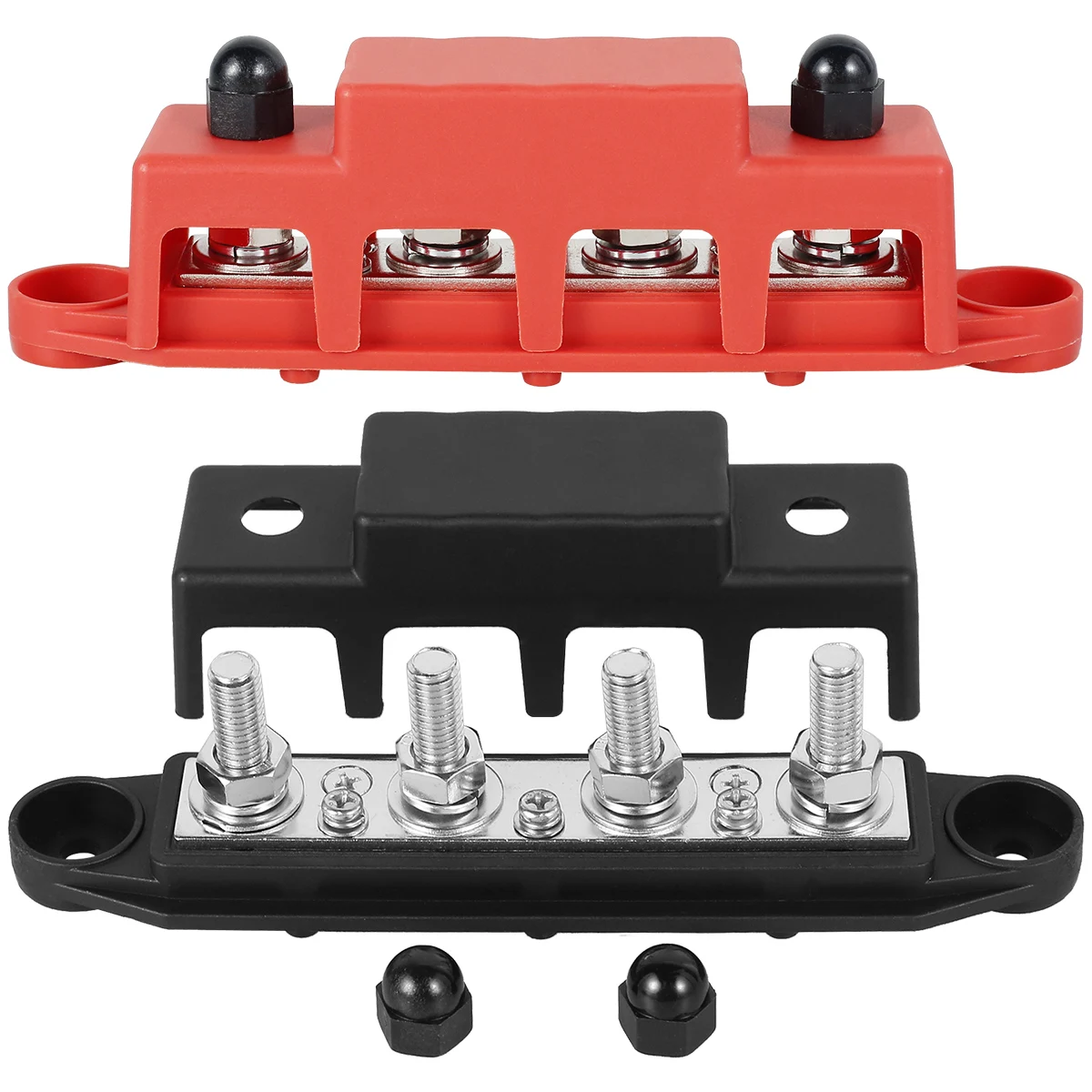 

Busbar Distributor Block 250A 48V 4 Post Power Distribution Block Bus Bar Pair Terminal Distribution Block 5/16" Posts For Cars