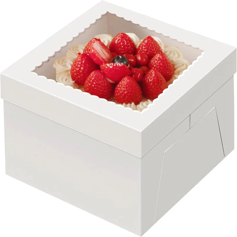 15pcs Cake Boxes, 10x10x8 Inches White Bakery Boxes with Window Tall Dessert Cardboard Boxes Pastries, Desserts, Cupcakes, P