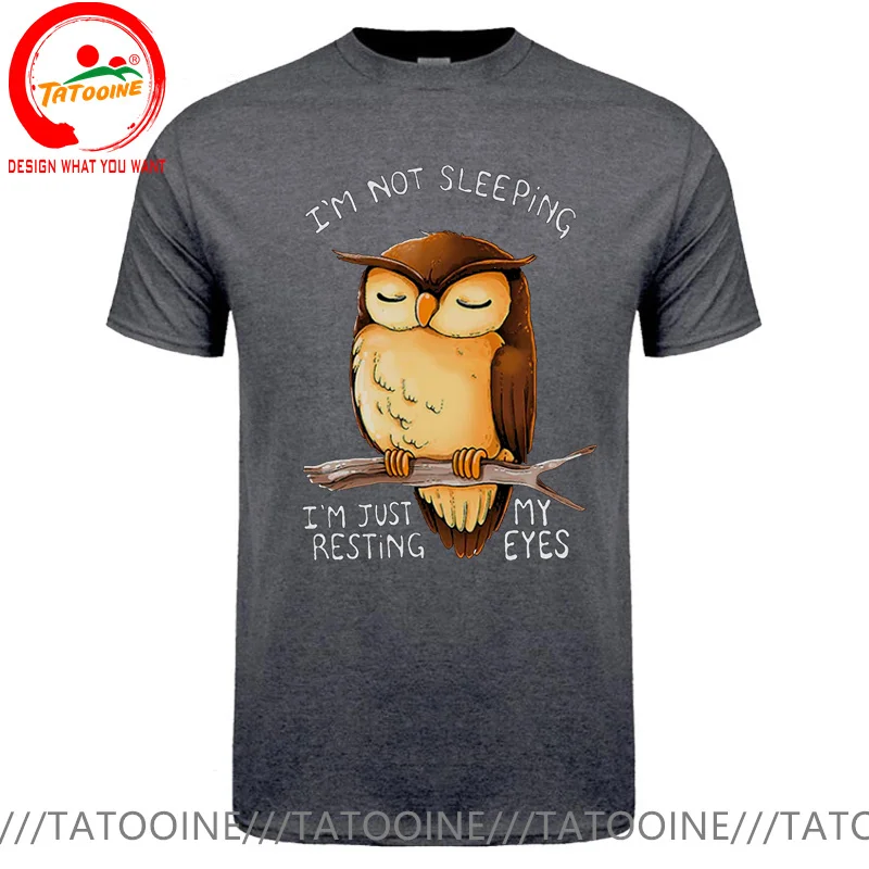 I'm Just Resting My Eyes Owl Cartoons Print Mens Hi Street Clothing Oversized Night Owl T-Shirt Brand Tops Cotton Casual T Shirt