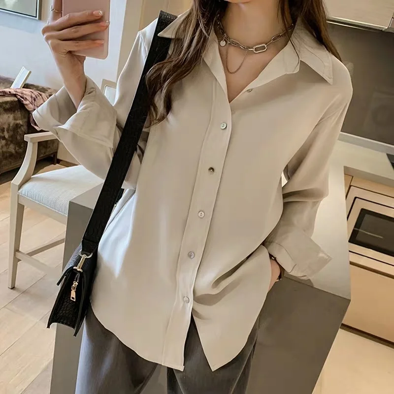 

Long Sleeve Shirts Womens Chiffon Pleated Slim Fit Boho Feminine Minimalist Romantic Beach Holiday Spring Look Sheer Comfort