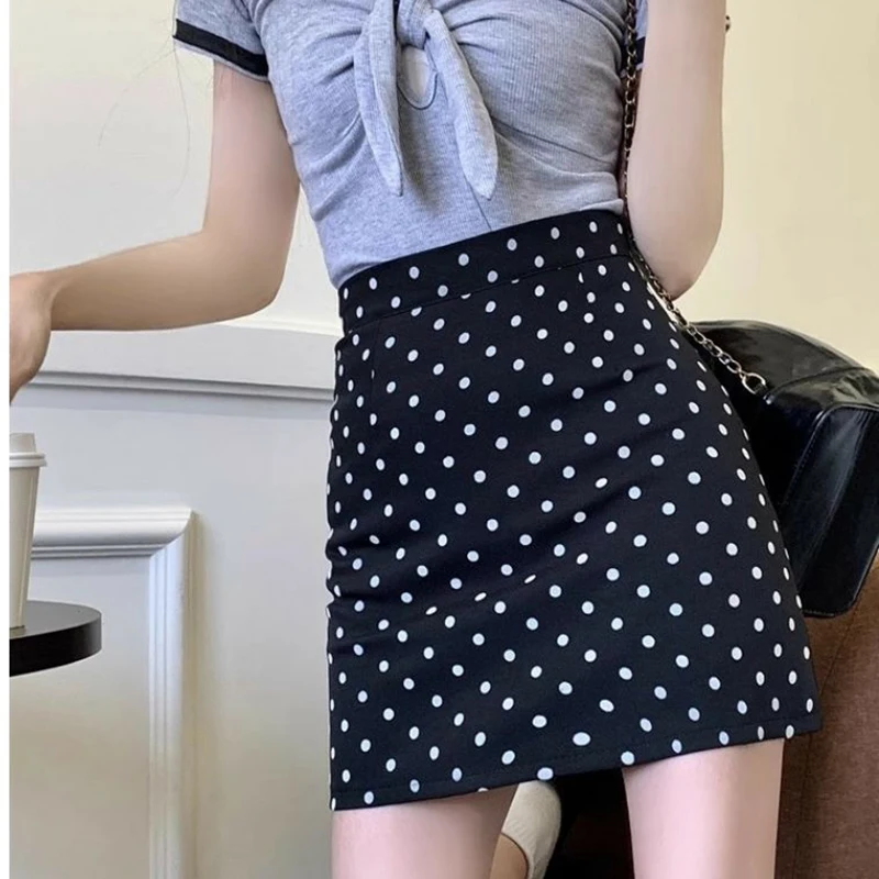 Fashion Printed Spliced Korean Polka Dot Skirts Female Clothing 2025 Summer New Loose Preppy Style Zipper High Waist Skirts