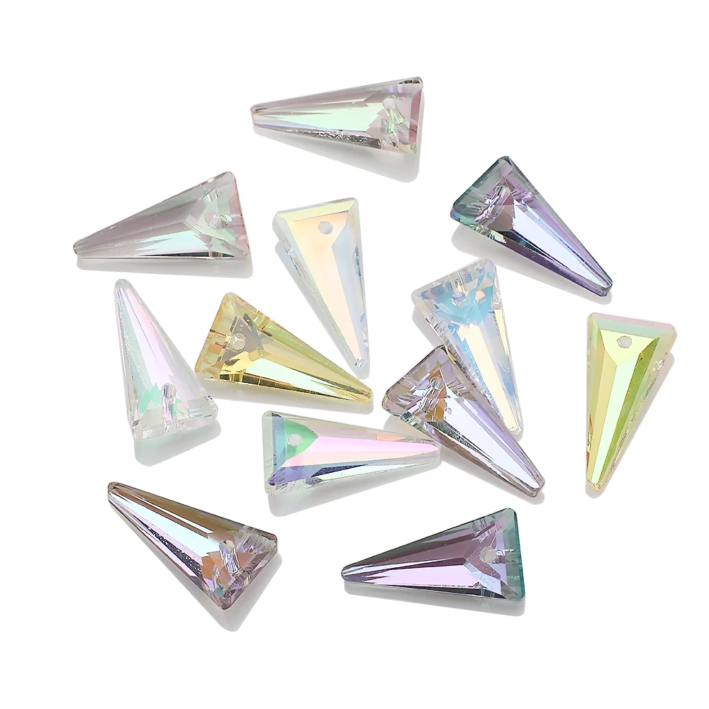 10 szt. 10x20mm Autria szkło kryształowe trójkąt geometryczne wisiorki koraliki do wyrobu biżuterii amulety kolczyki biżuteria kryształ górski